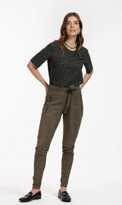 Studio Anneloes margot faux suede trousers 11926 Broek 7400 new army Expresswear