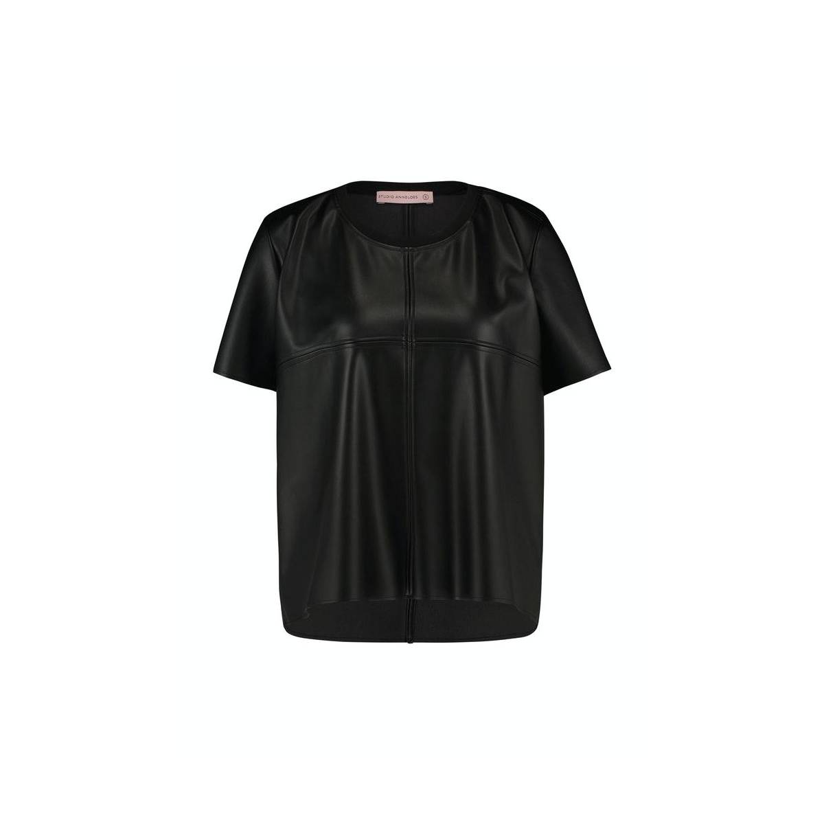 Studio Anneloes Faylinn faux leather shirt 06788 Zwart