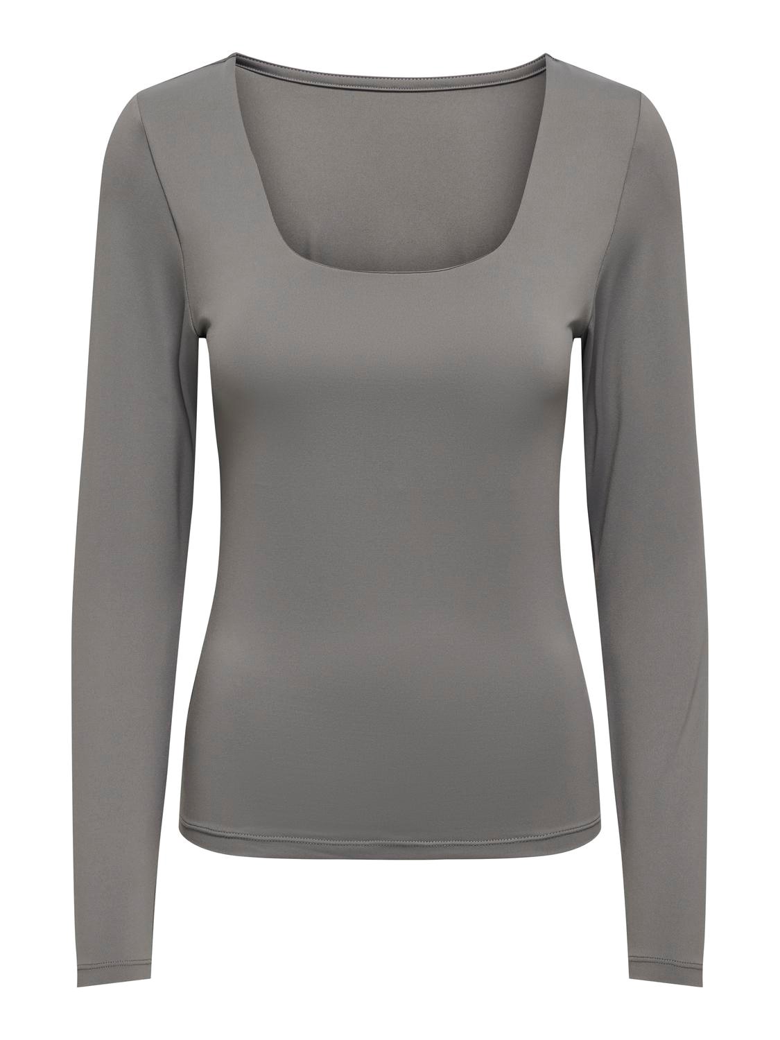 Only 15302647 Onlea L/s Deep Neck Top Jrs Noos T-shirt Lange Mouw Thunderstorm