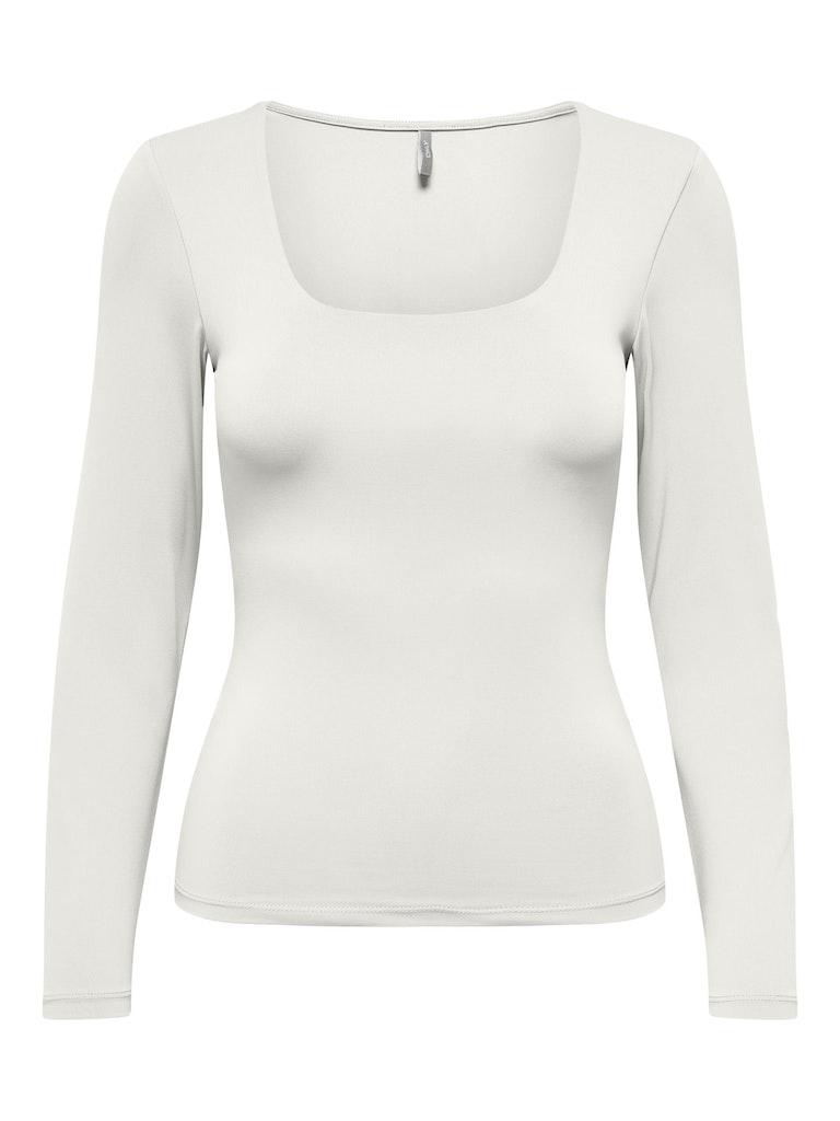 Only 15302647 Onlea L/s Deep Neck Top Jrs Noos T-shirt Lange Mouw Cloud Dancer