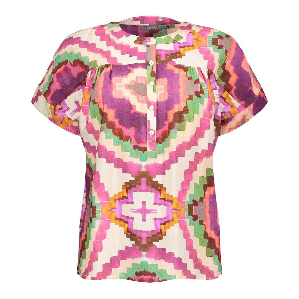 Geisha 43234-20 Top T-shirt Korte Mouw 445 Fuchsia/soft Green