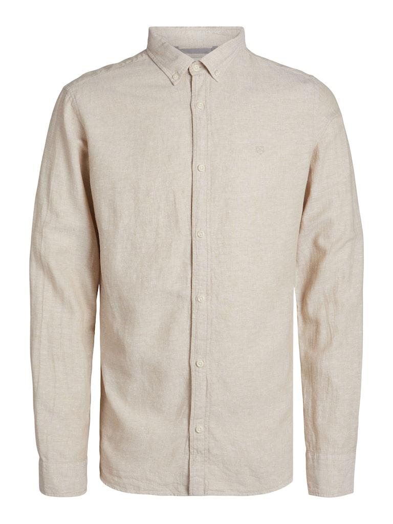 J%ampJ Premium Male Overhemden Jprccmaze Linen Shirt L/s Button Down Ln 12251024