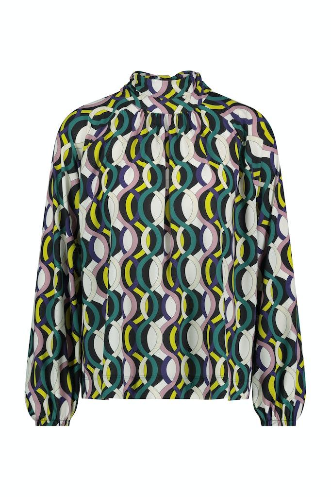 Studio Anneloes Ella Big Waves Top 09413 T-shirt Lange Mouw 9997 Multi Color