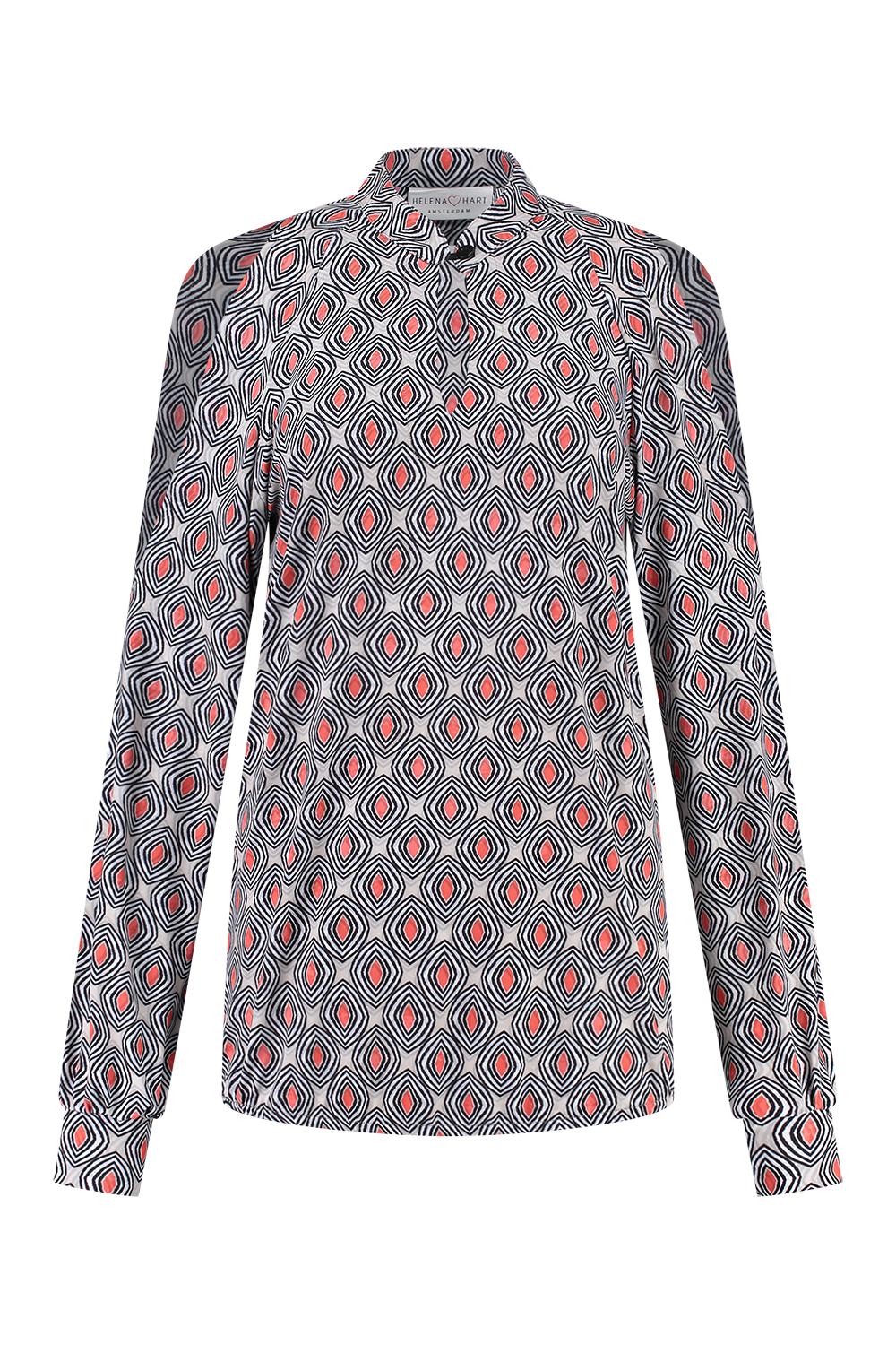 Helena Hart 7575disc Top Harley Print Disc T-shirt Lange Mouw Abrikoos