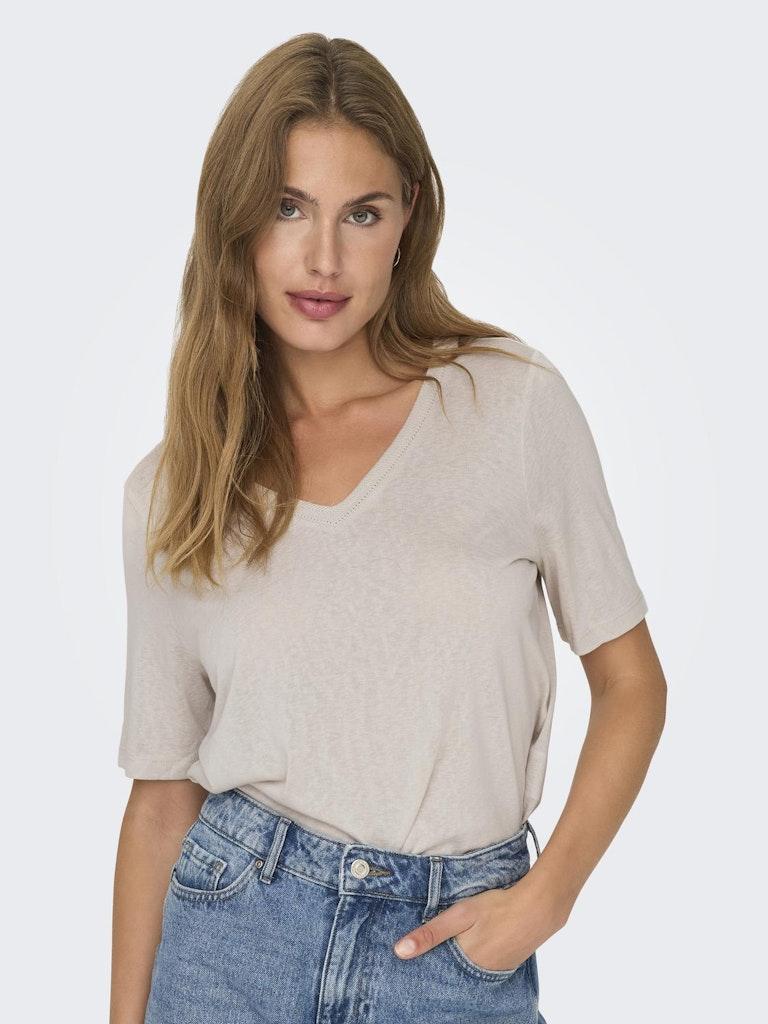Only Onlelise S/s V-neck Top Jrs Noos 15257390 T-shirt Korte Mouw Moonbeam