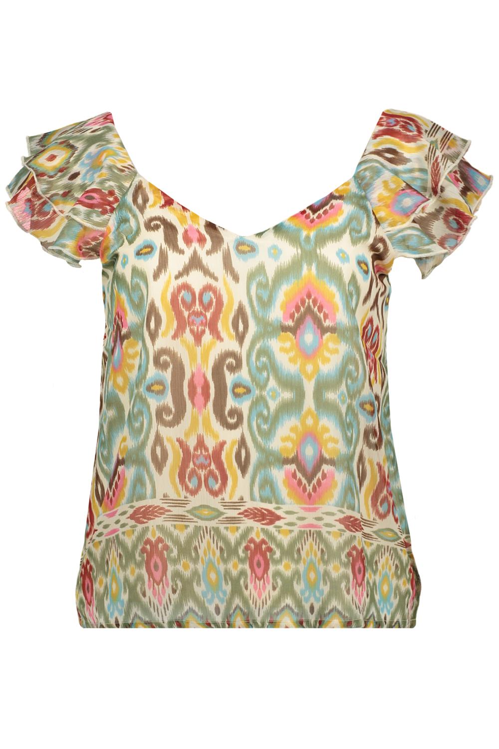 Only Onlasta Life Capsleeve V-neck Top Ptm 15322908 T-shirt Korte Mouw Oil Green Borders Paradise