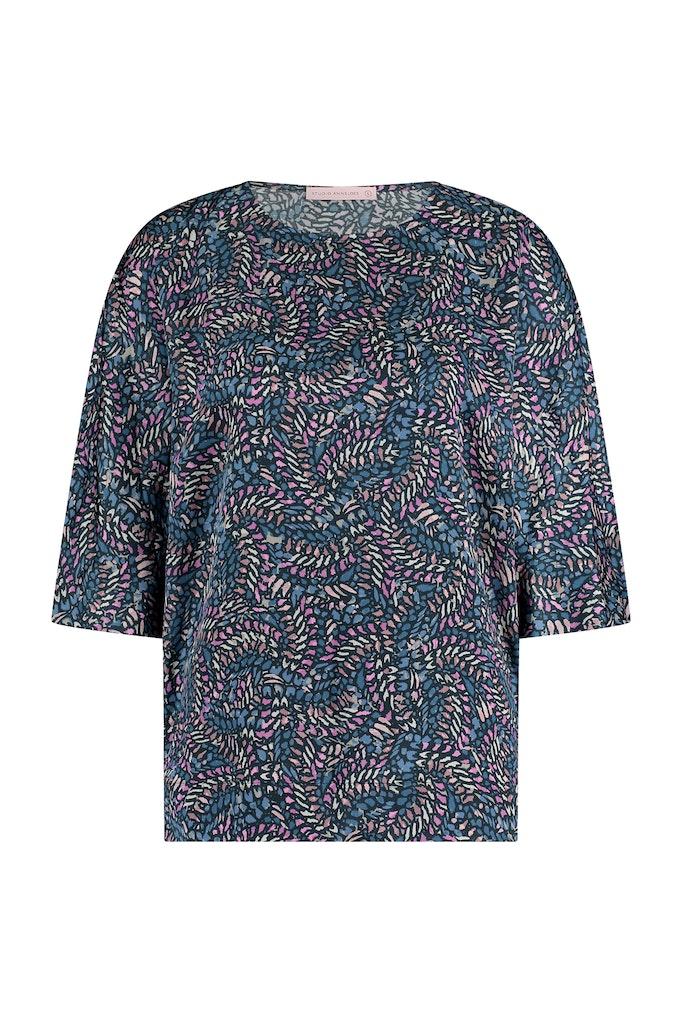 Studio Anneloes Birgit Satin Brench Top 09768 T-shirt Korte Mouw 9997 Multi Color