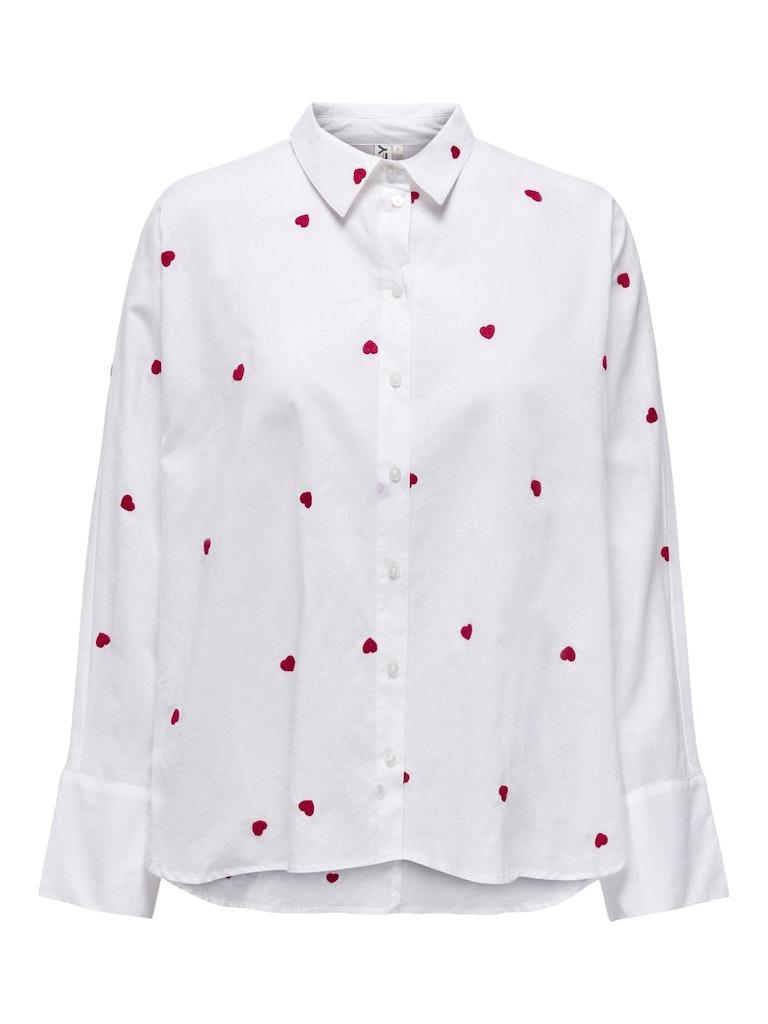 Only Onlnew Lina Grace Ls Emb Shirt Noos Wvn 15283743 Blouse Bright White Heart