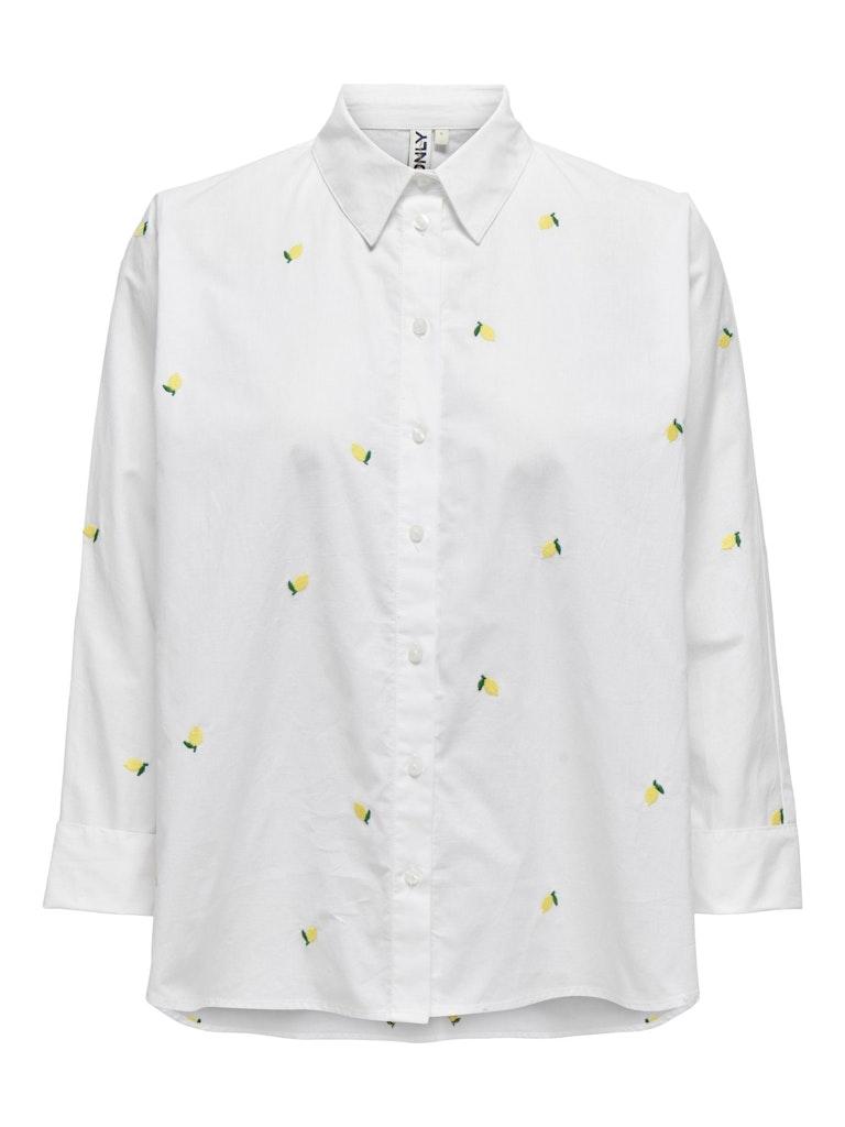 Only Onlnew Lina Grace Ls Emb Shirt Noos Wvn 15283743 Blouse Bright White Lemon