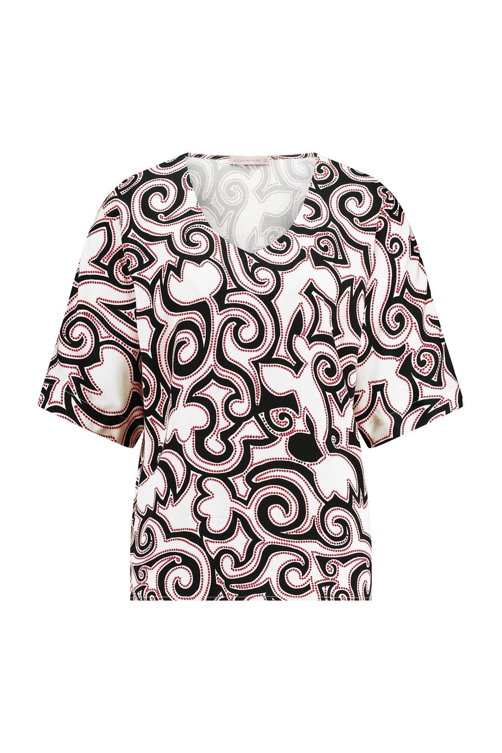 Studio Anneloes Brigitta Tulip Top 11319 T-shirt Korte Mouw 1190 Off White/black