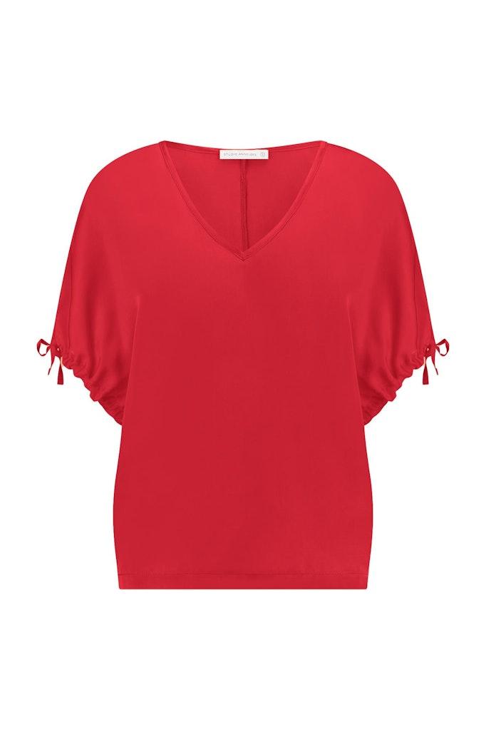 Studio Anneloes Aveline Satin Top 11430 T-shirt Korte Mouw 3700 Red