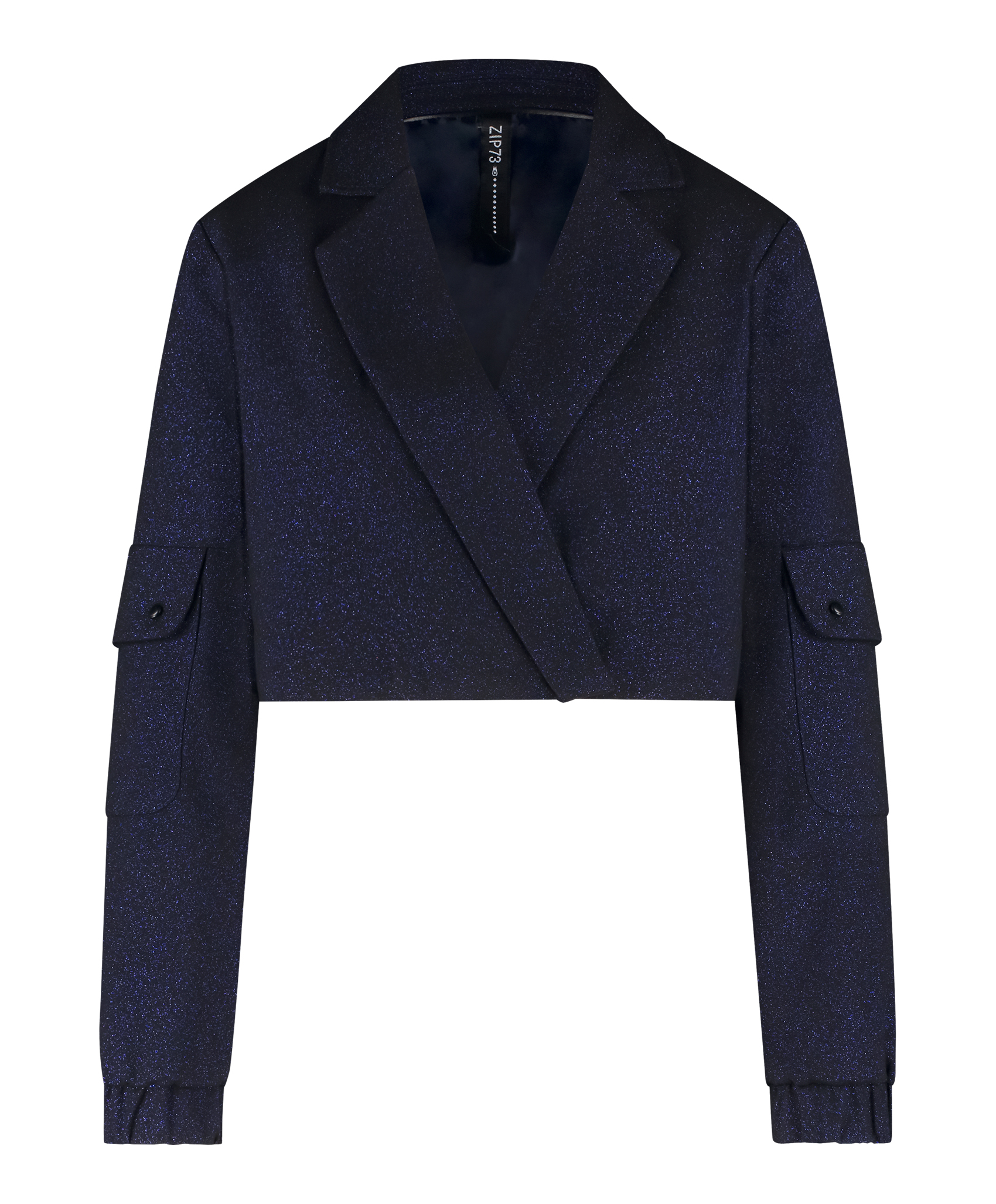 Zip73 Cropped Blazer Glitter Classic Blue W24/602/01/410 Blazers 410 Classic Blue