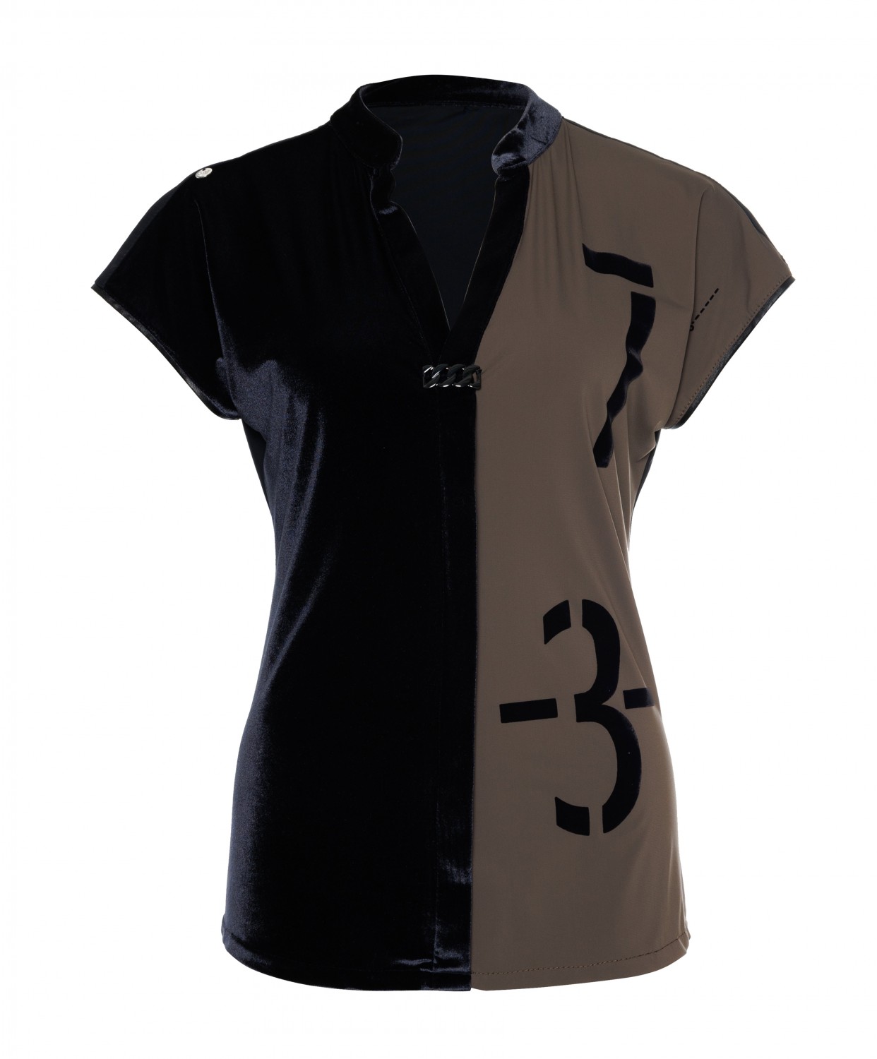 Zip73 Top K.mouw Velvet Zw/taupe W24/617/02/205 T-shirt Korte Mouw 205 Taupe