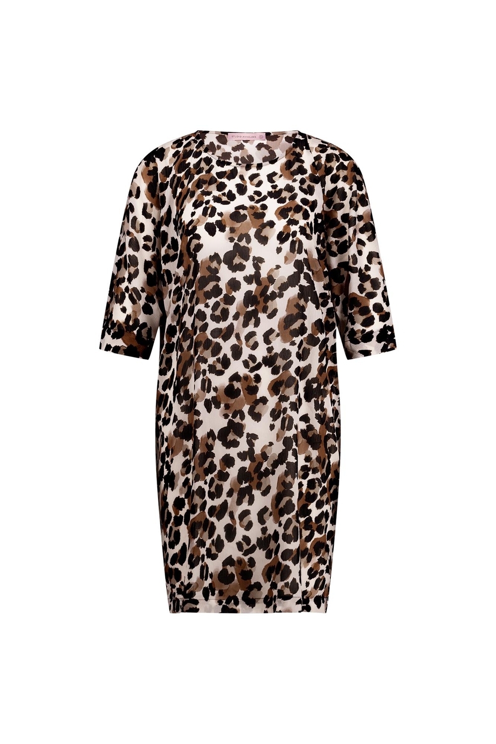 Studio Anneloes Birgit Leopard Crepe Dress 11602 Jurk 1488 Kit/chocolate