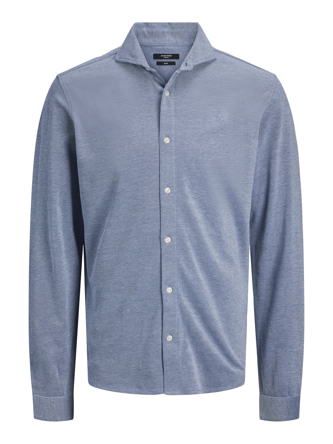 J&j Premium Jprblalance Pique L/s Shirt Smu 12269800 Overhemd Chambray Blue Slim Fit