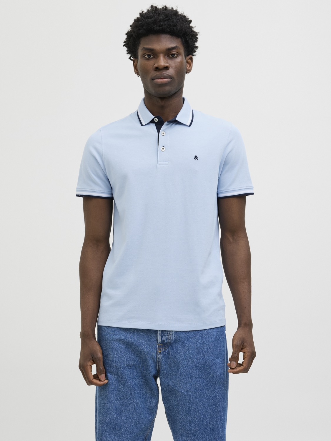 Jack & Jones Jjepaulos Polo Ss Noos 12136668 Poloshirts Chambray Blue Play