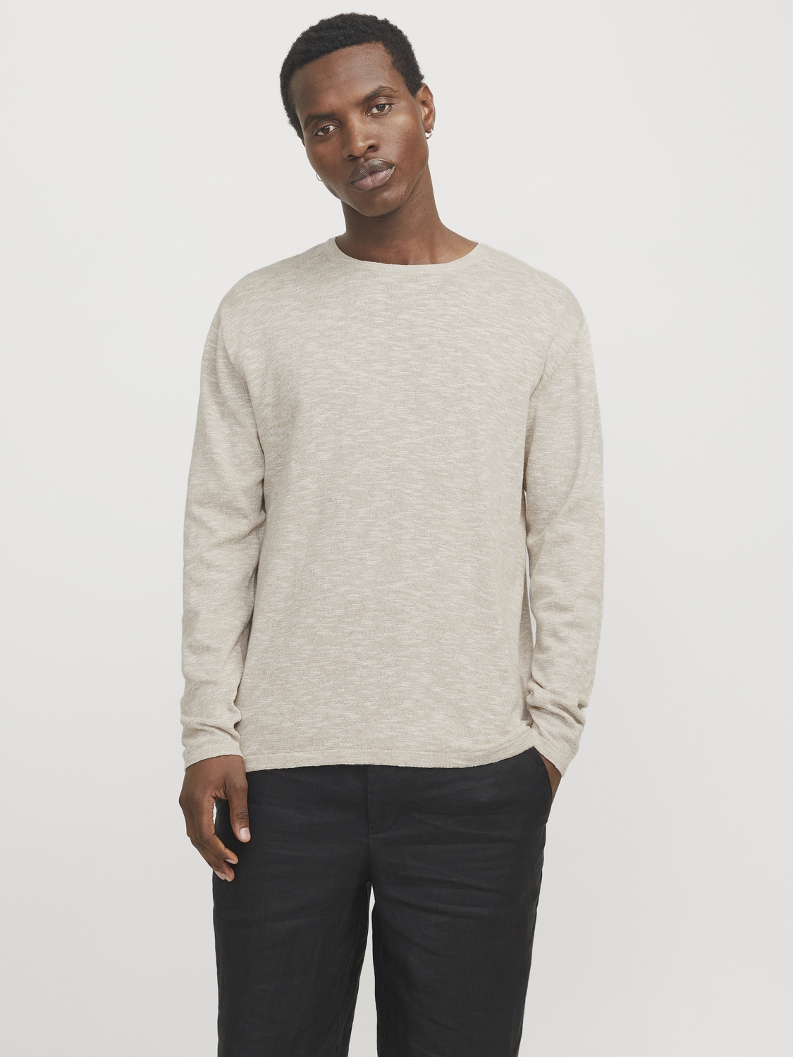 Jack & Jones Jjesummer Knit Crew Neck Sn 12269631 Trui Crockery W. White