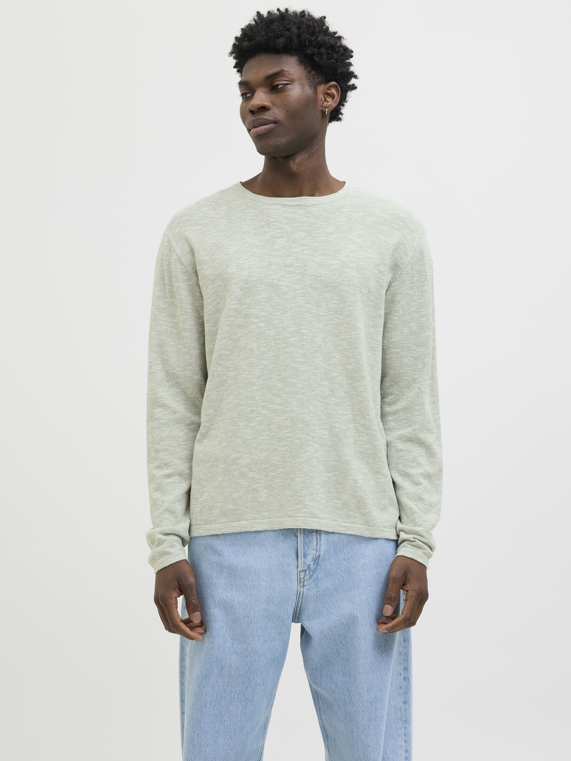 Jack & Jones Jjesummer Knit Crew Neck Sn 12269631 Trui Iceberg Green W. White