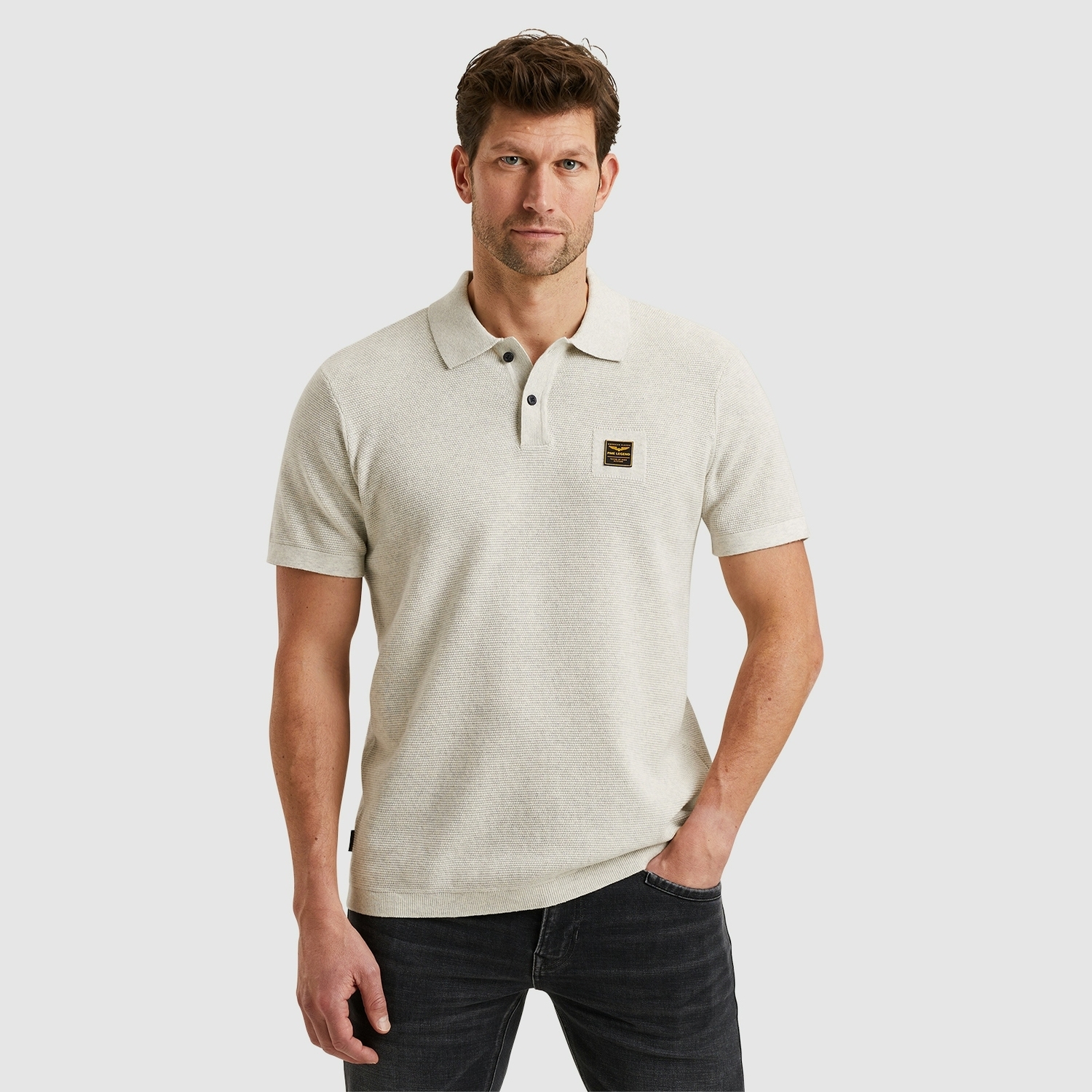 Pme Legend Ppss2502853 Short Sleeve Polo Cotton 910 - Bone White Melee
