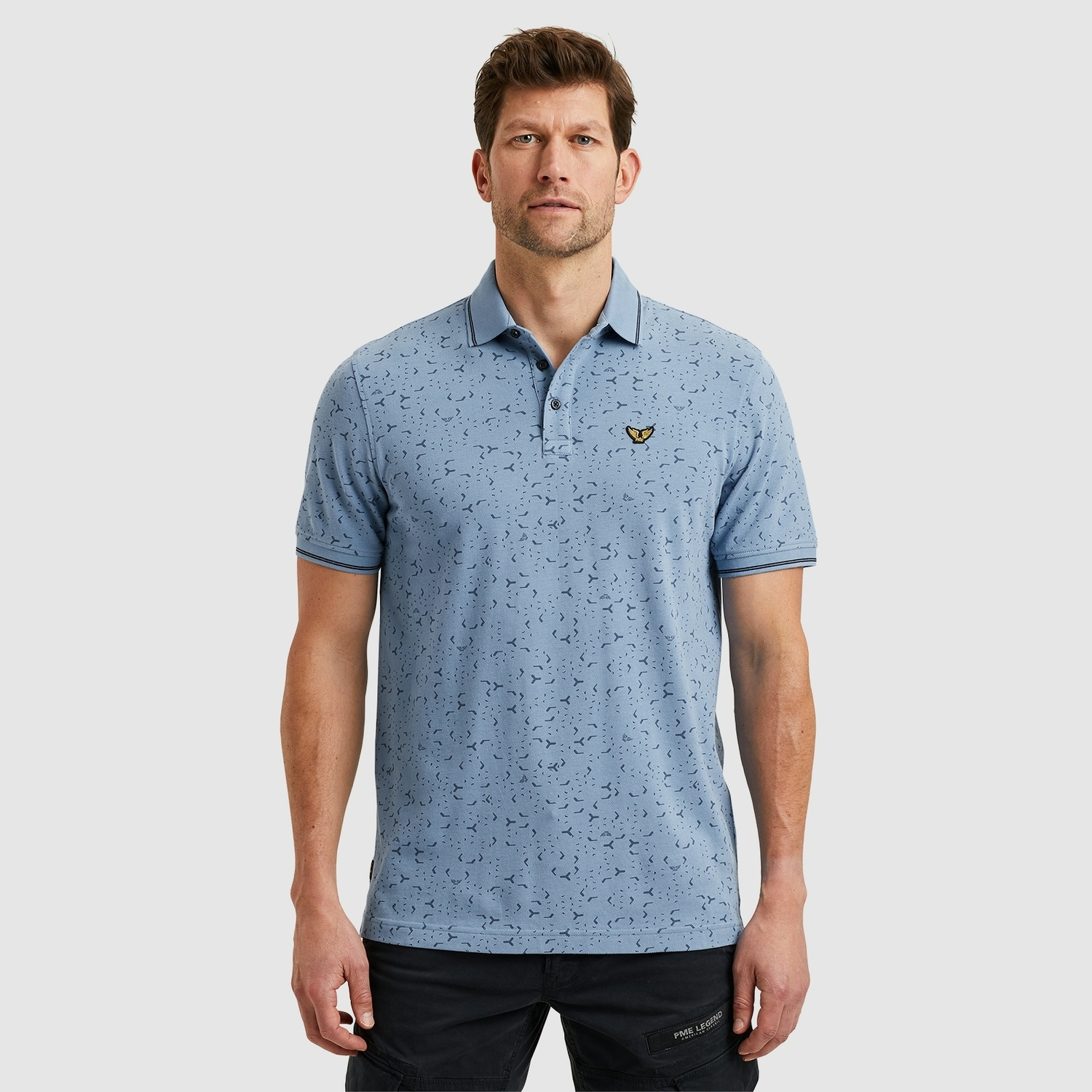 Pme Legend Ppss2502852 Short Sleeve Polo Fine Pique All 5393 - Ashleigh Blue