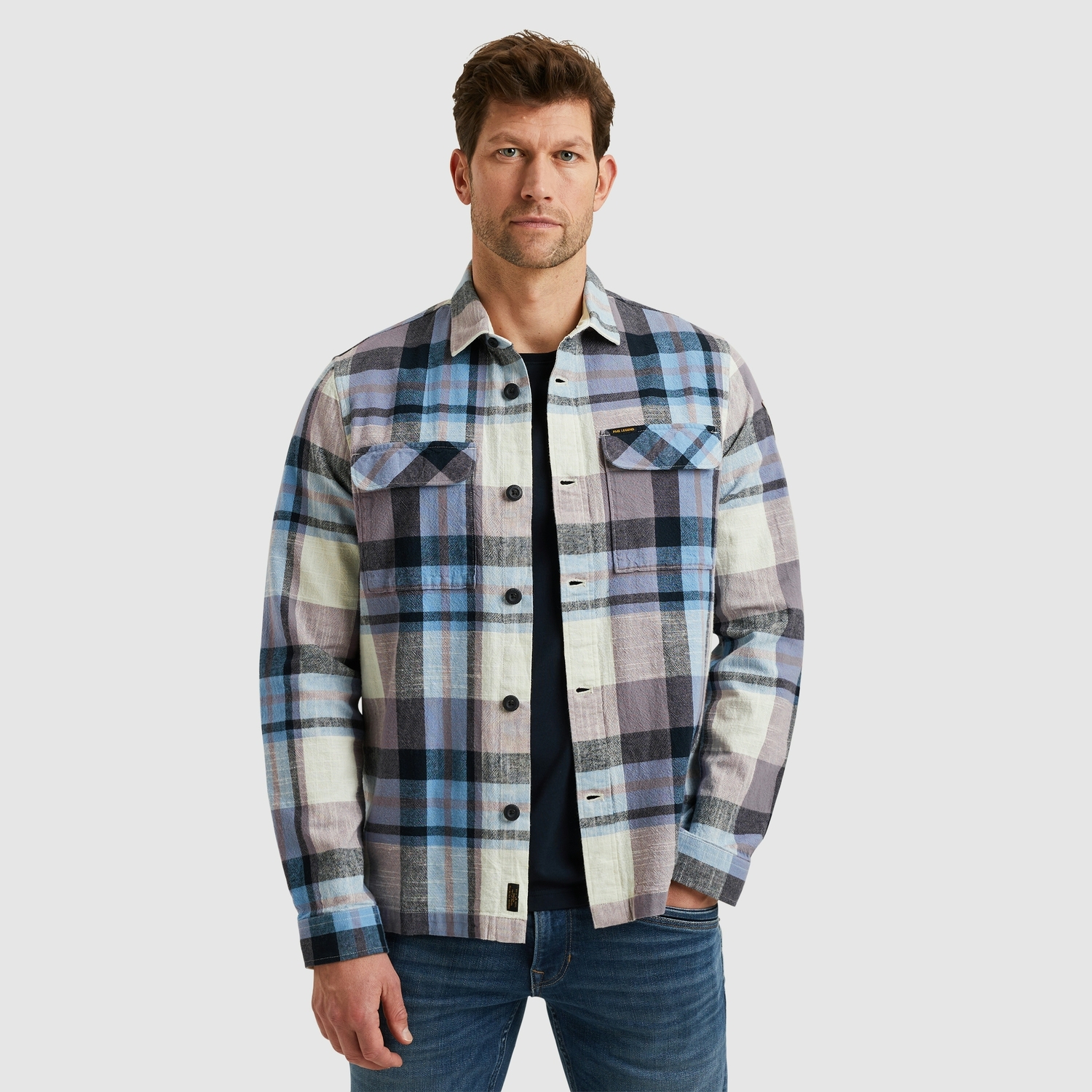 Pme Legend Psi2502210 Long Sleeve Shirt Slub Yarn Dyed C 4184 - Purple Sage