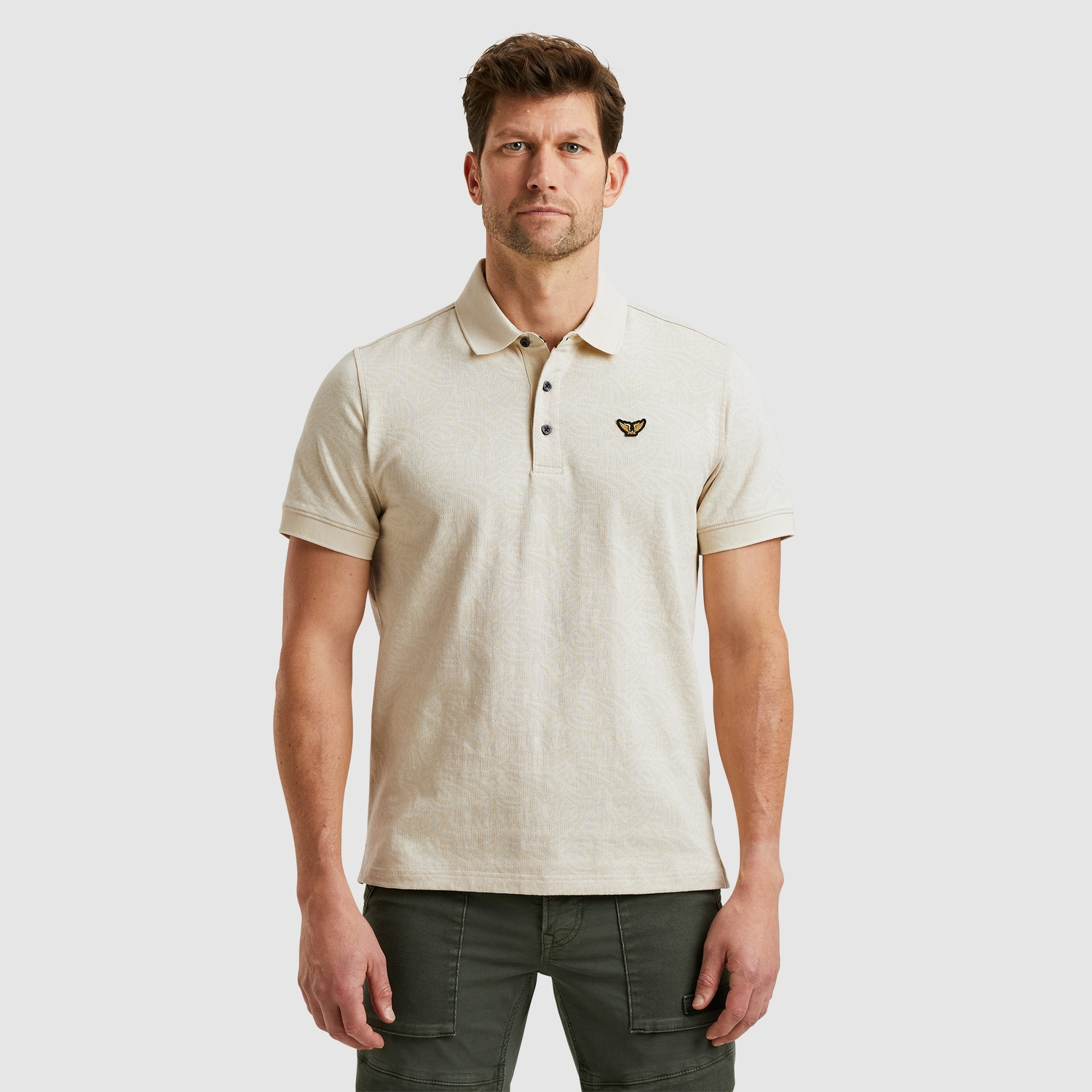 Pme Legend Ppss2503883 Short Sleeve Polo Jacquard Jersey 7013 - Bone White
