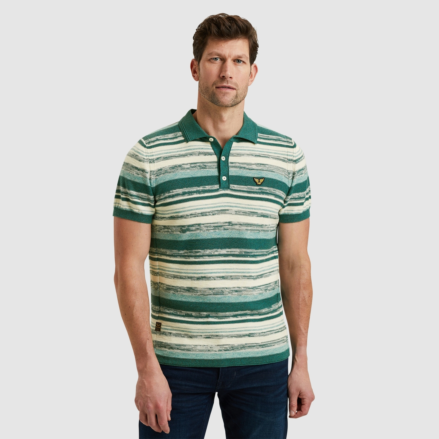 Pme Legend Ppss2503866 Short Sleeve Polo Cotton Slub Grad 6147 - Green Gables