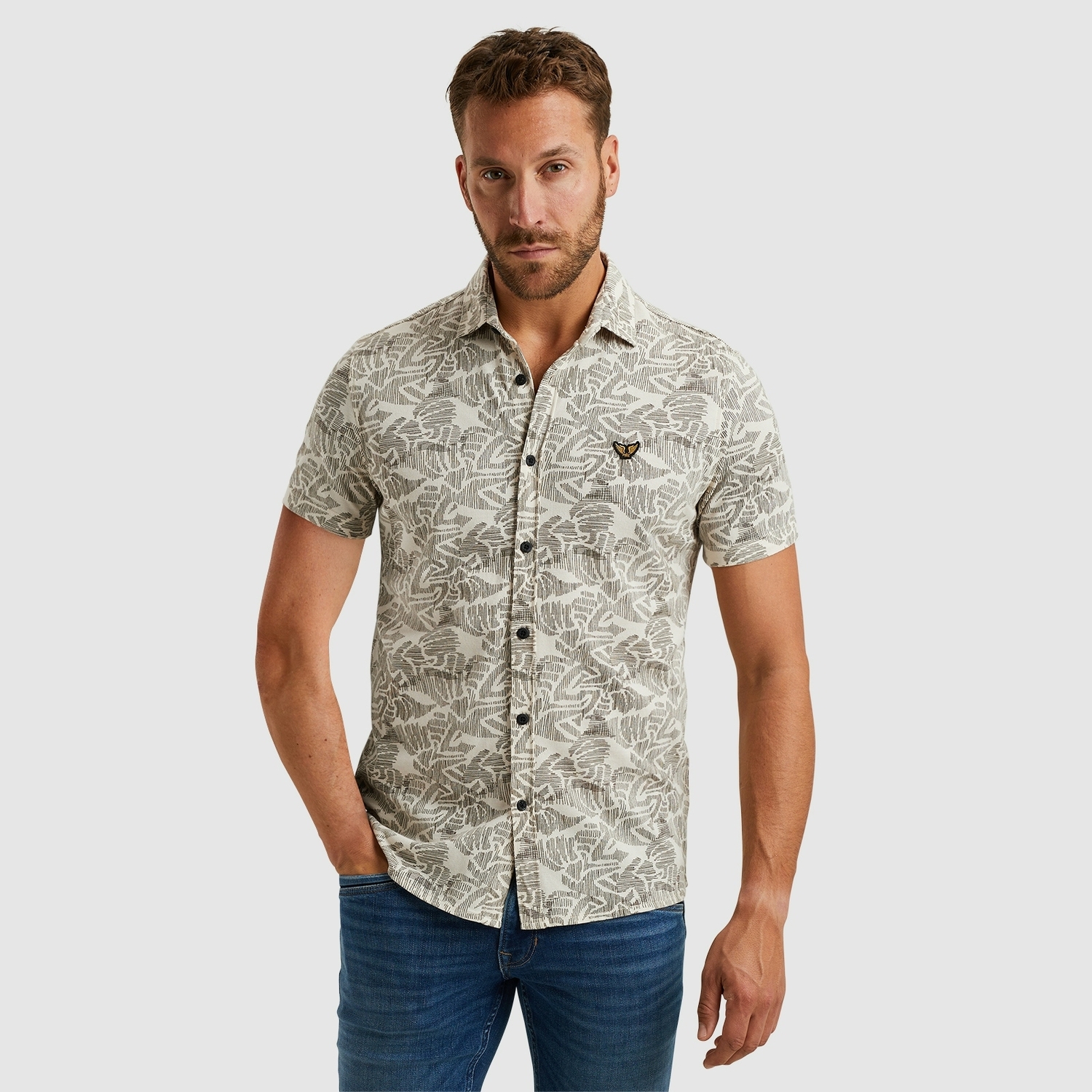 Pme Legend Psis2503238 Short Sleeve Shirt Print On Jersey 7011 - Birch