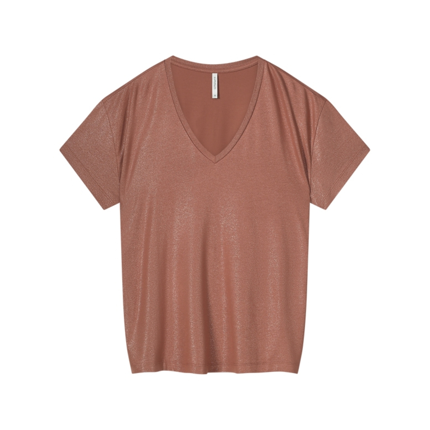 Summum V-neck Top Metallic Coated Jersey 3s4887-30545 T-shirt Korte Mouw 505 Sephia Blush