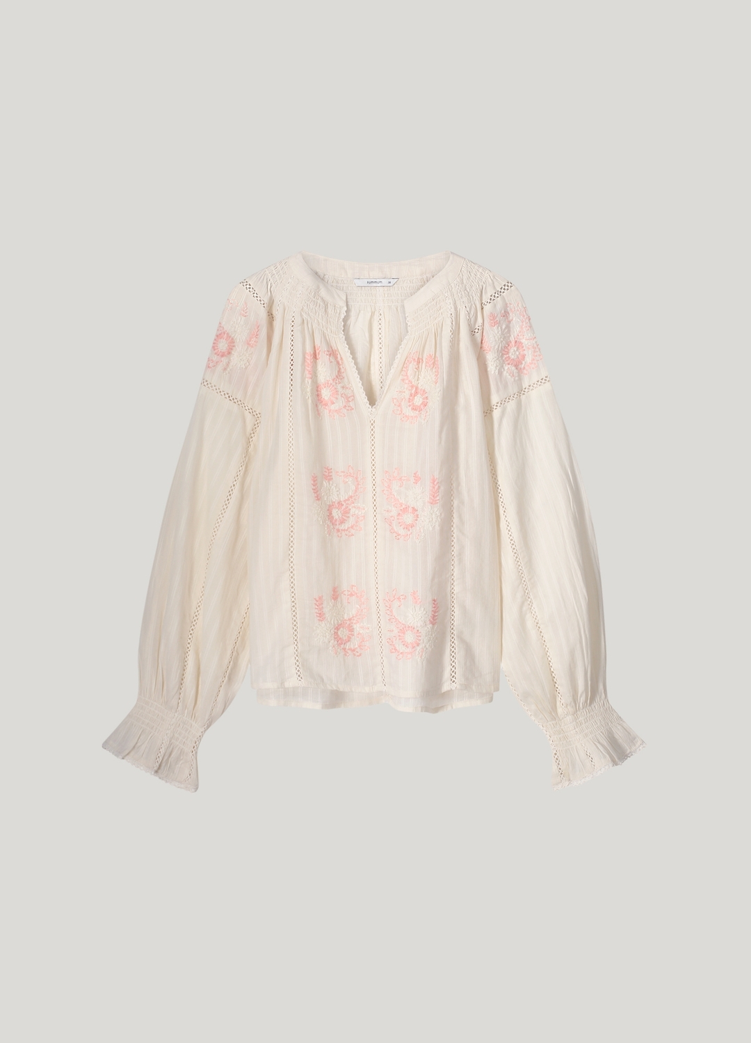 Summum Longsleeve Top Rose Embroidery Sweater 122 Ivory