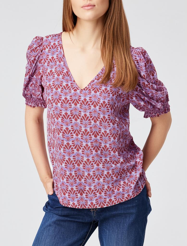 Only Onlnova Life Vis S/s Blair Top Aop T-shirt Korte Mouw Dewberry 615 Cayo