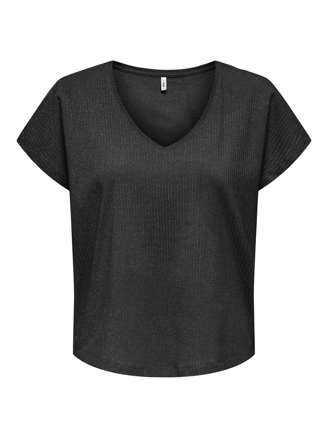 Only Onlasia S/s V-neck Top Cc Jrs T-shirt Korte Mouw Black Black Glitter
