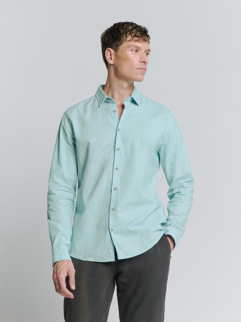 No- Excess Shirt Solid With Linen Overhemd 151 Ice