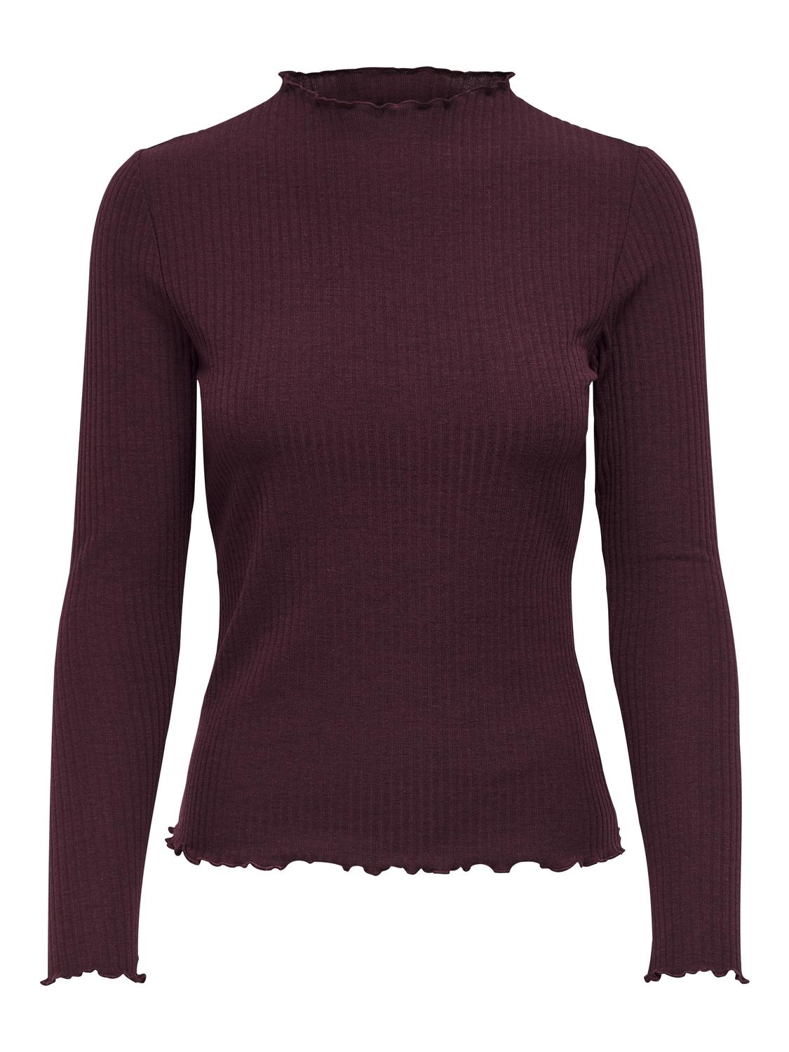 Only Onlemma L/s High Neck Top Noos Jrs T-shirt Lange Mouw Madder Brown