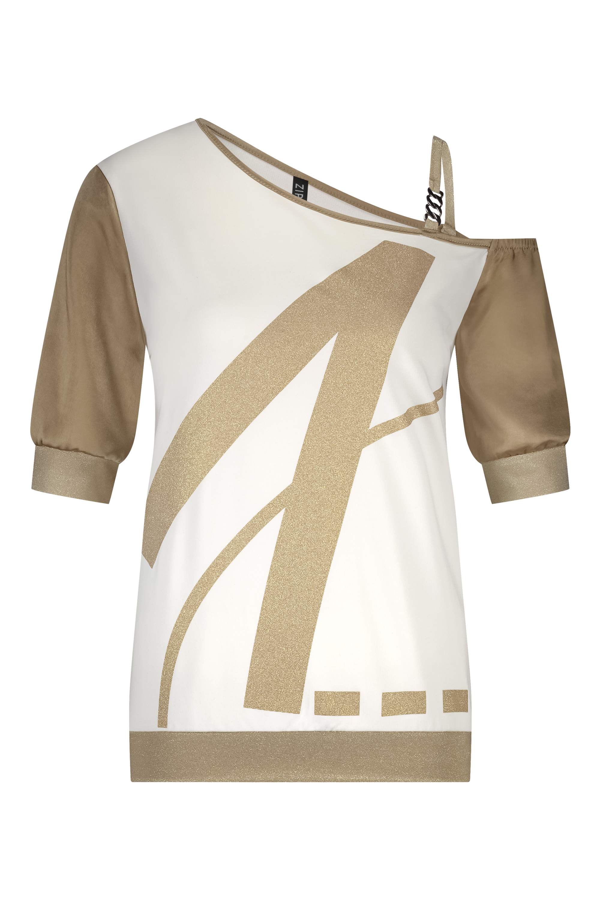 Zip73 Top One Shoulder Z25/109/02/710 T-shirt Korte Mouw 710 Gold