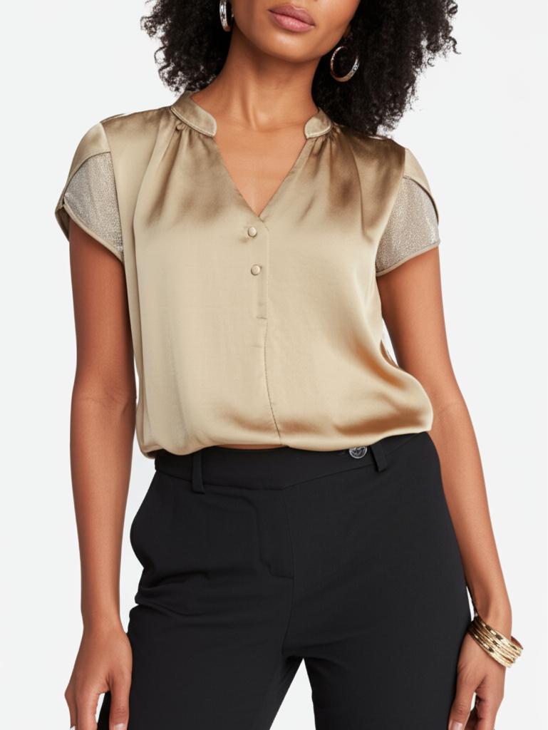 Zip73 Top Tulip Sleeve Mesh Z25/115/05/710 T-shirt Korte Mouw 710 Gold