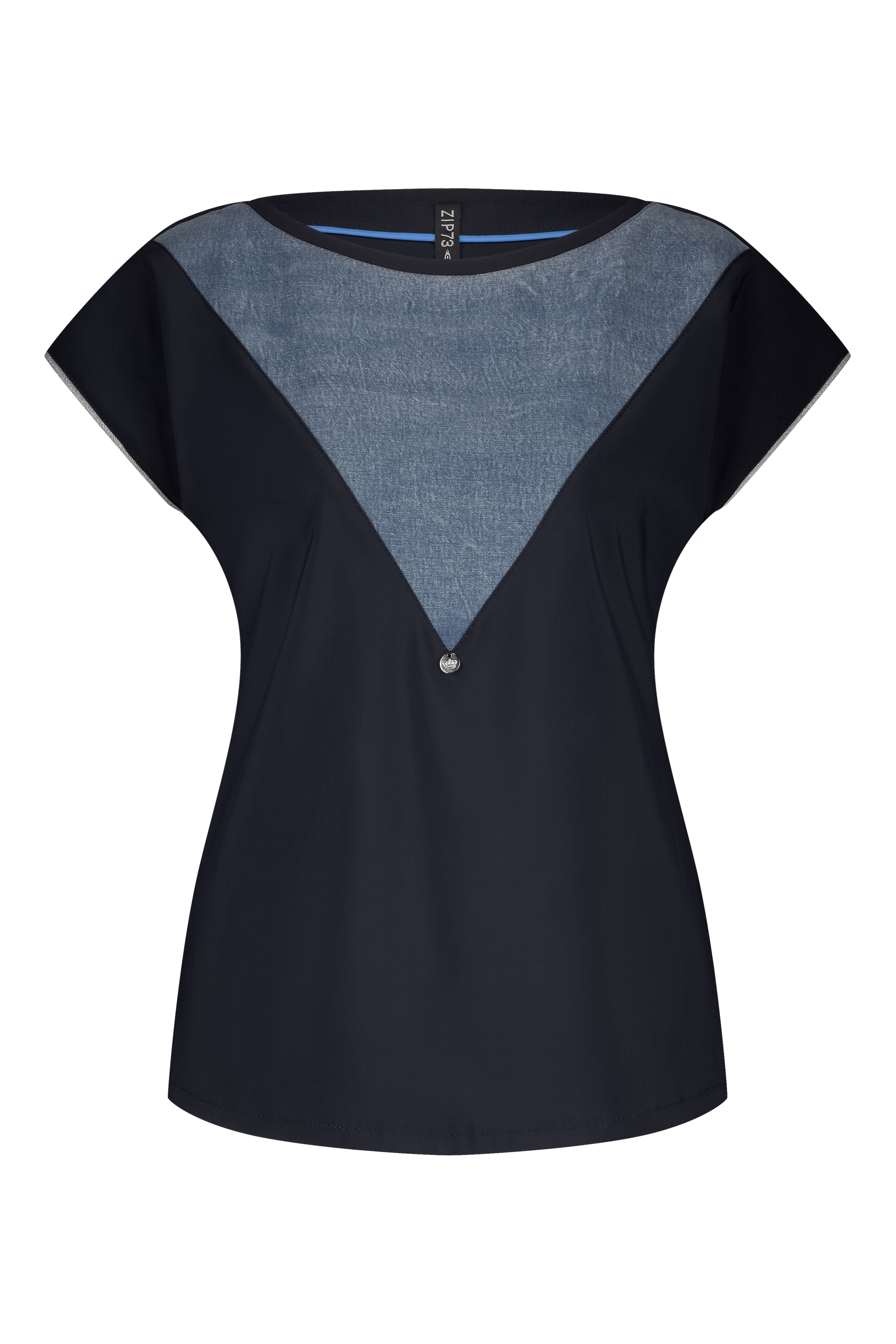 Zip73 Top Boatneck Z25/118/08/940 T-shirt Korte Mouw 940 Denim Blue