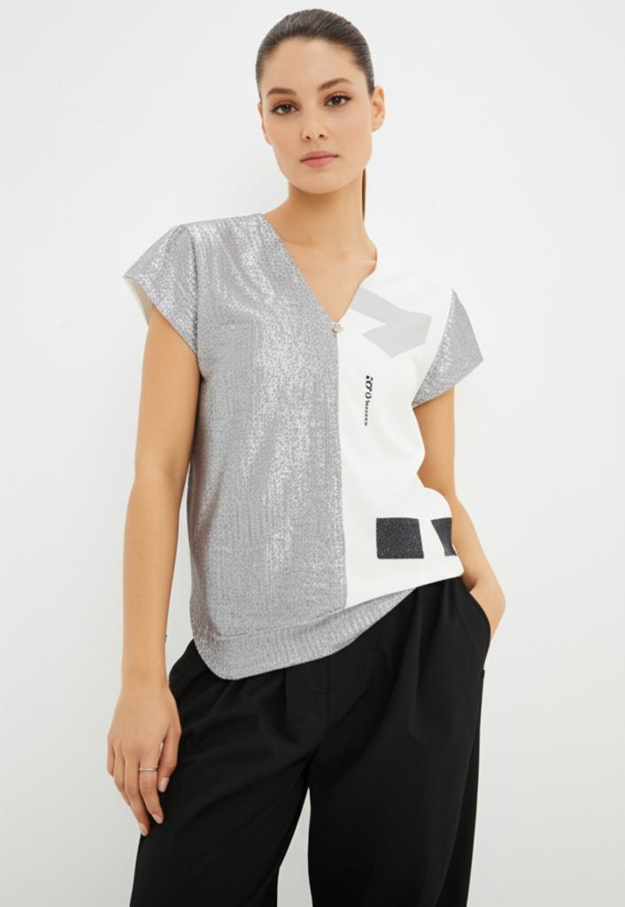 Zip73 Top 2-half Z25/305/02/040 T-shirt Korte Mouw 040 Silver