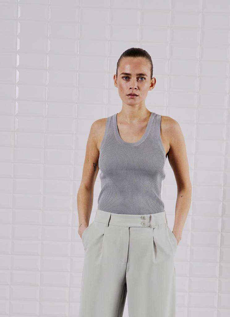 Whitblack Wbllewis Tank Top Tops En Singlets Light Grey