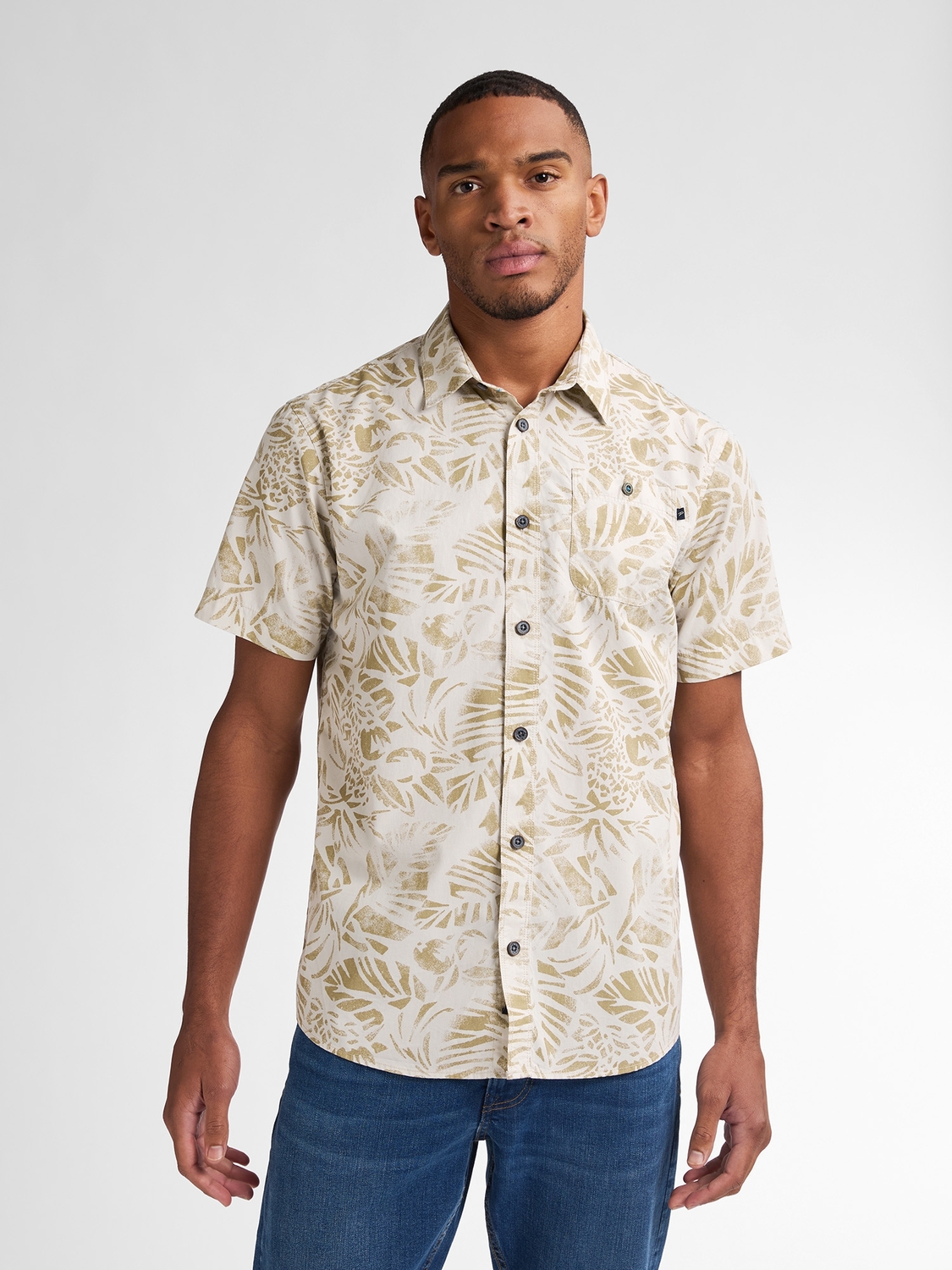 Petrol Men Shirt Short Sleeve Aop M-1050-sis422 Overhemd 0112 Seashell