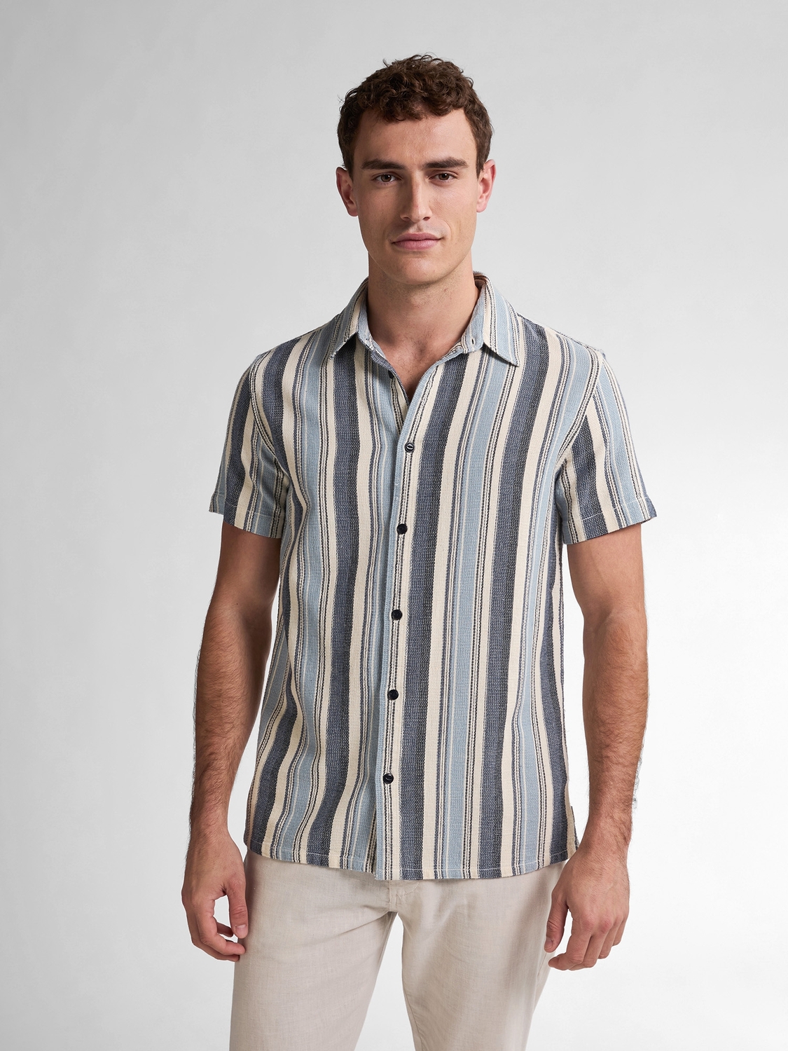 Petrol Men Shirt Short Sleeve Aop M-1050-sis442 Overhemd 5178 Navy Blue