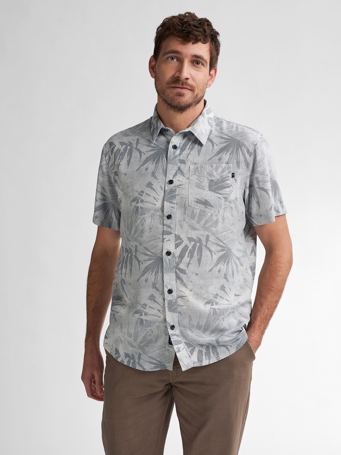 Petrol Men Shirt Short Sleeve Aop M-1050-sis435 Overhemd 5178 Navy Blue