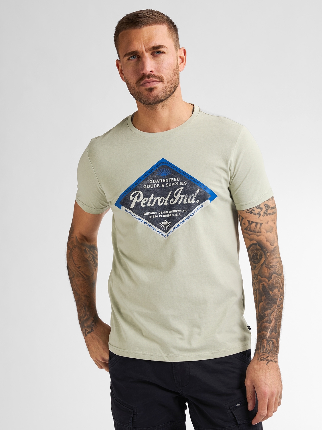 Petrol Men T-shirt Ss Classic Print M-1050-tsr634 Print T-shirts 6173 Desert Sage