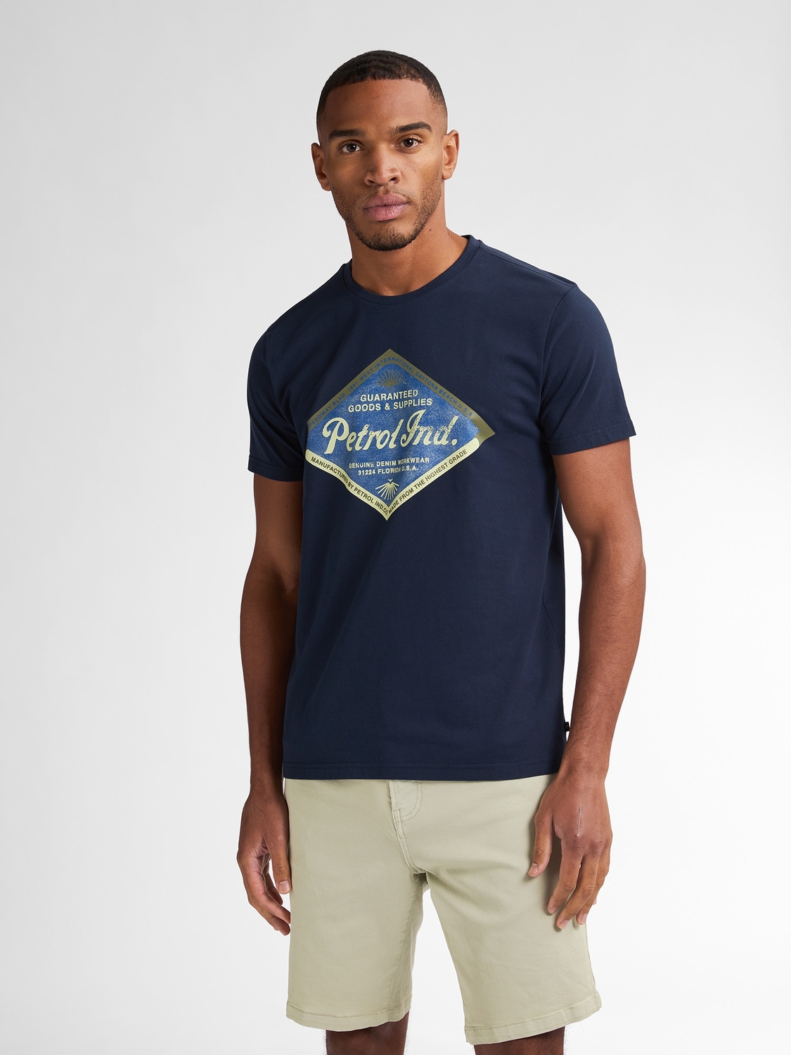 Petrol Men T-shirt Ss Classic Print M-1050-tsr634 Print T-shirts 5178 Navy Blue