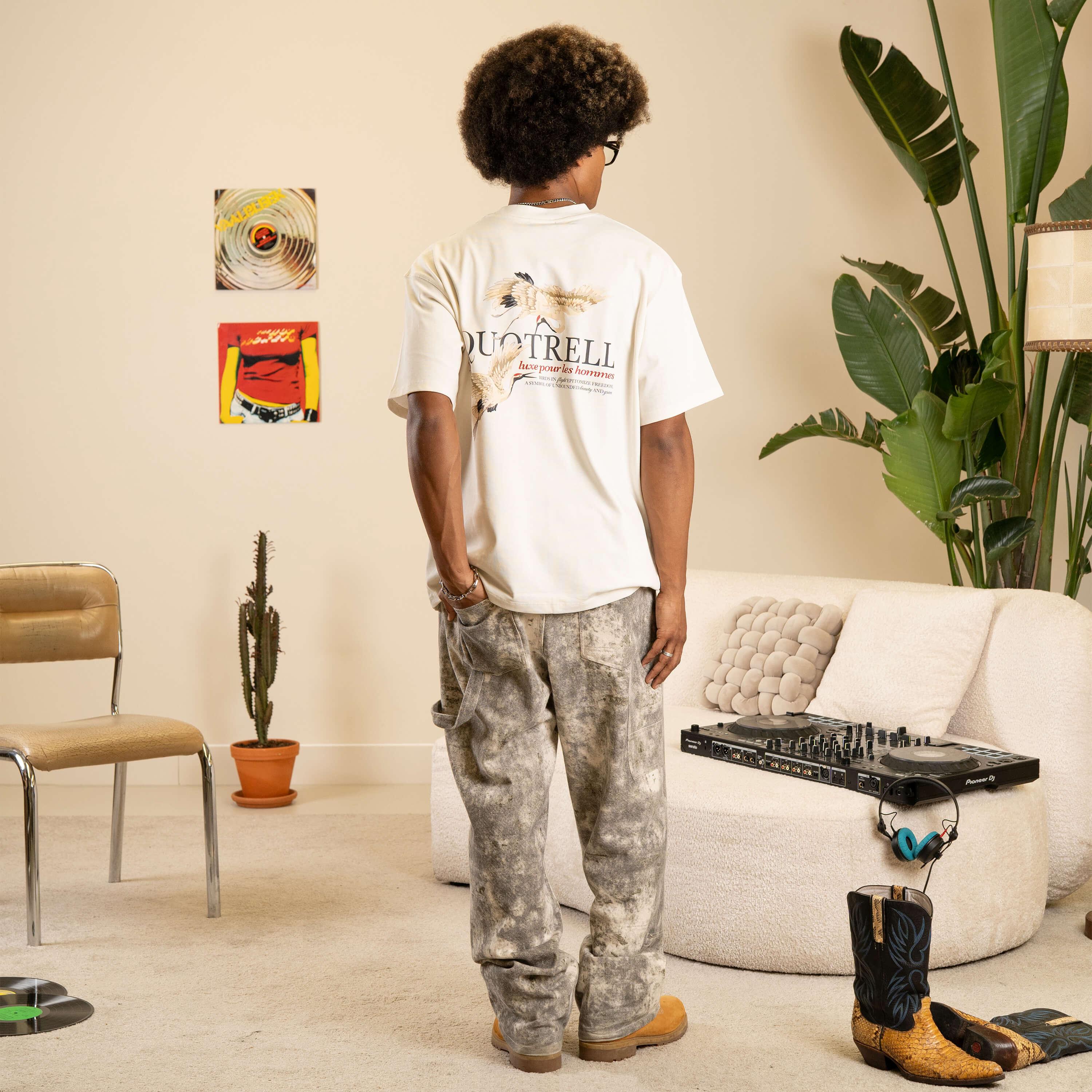 Quotrell Heron T-shirt Th42541 Print T-shirts 8746 Off White/red