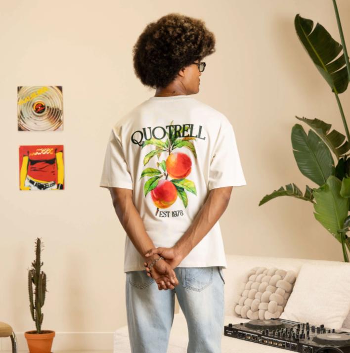 Quotrell Peaches T-shirt Th42553 Print T-shirts 2946 Off White/green