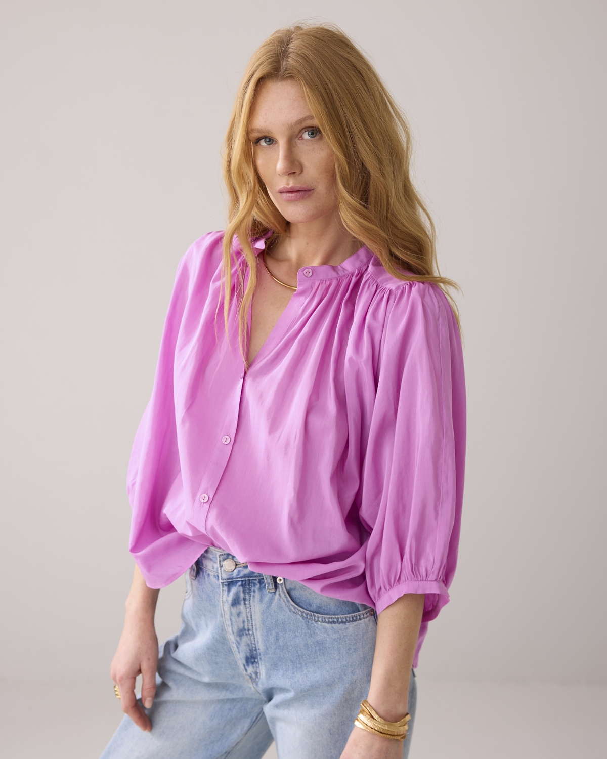 Summum Blouse Wide Cotton Viscose 2s3316-12173 Blouse 557 Cyclaam