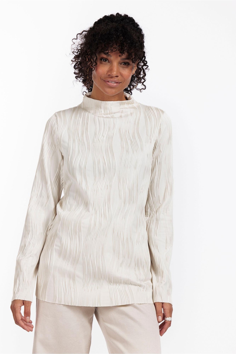 Studio Anneloes Bracha Plisse Top 12457 T-shirt Lange Mouw 1400 Kit