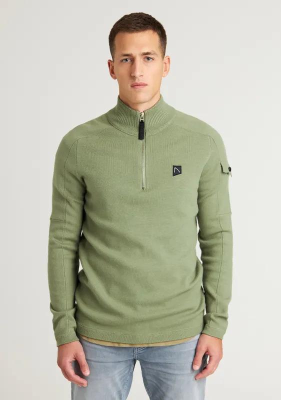 Chasin Oscar Half Zip Knitwear Ls Vest E52 - M.green