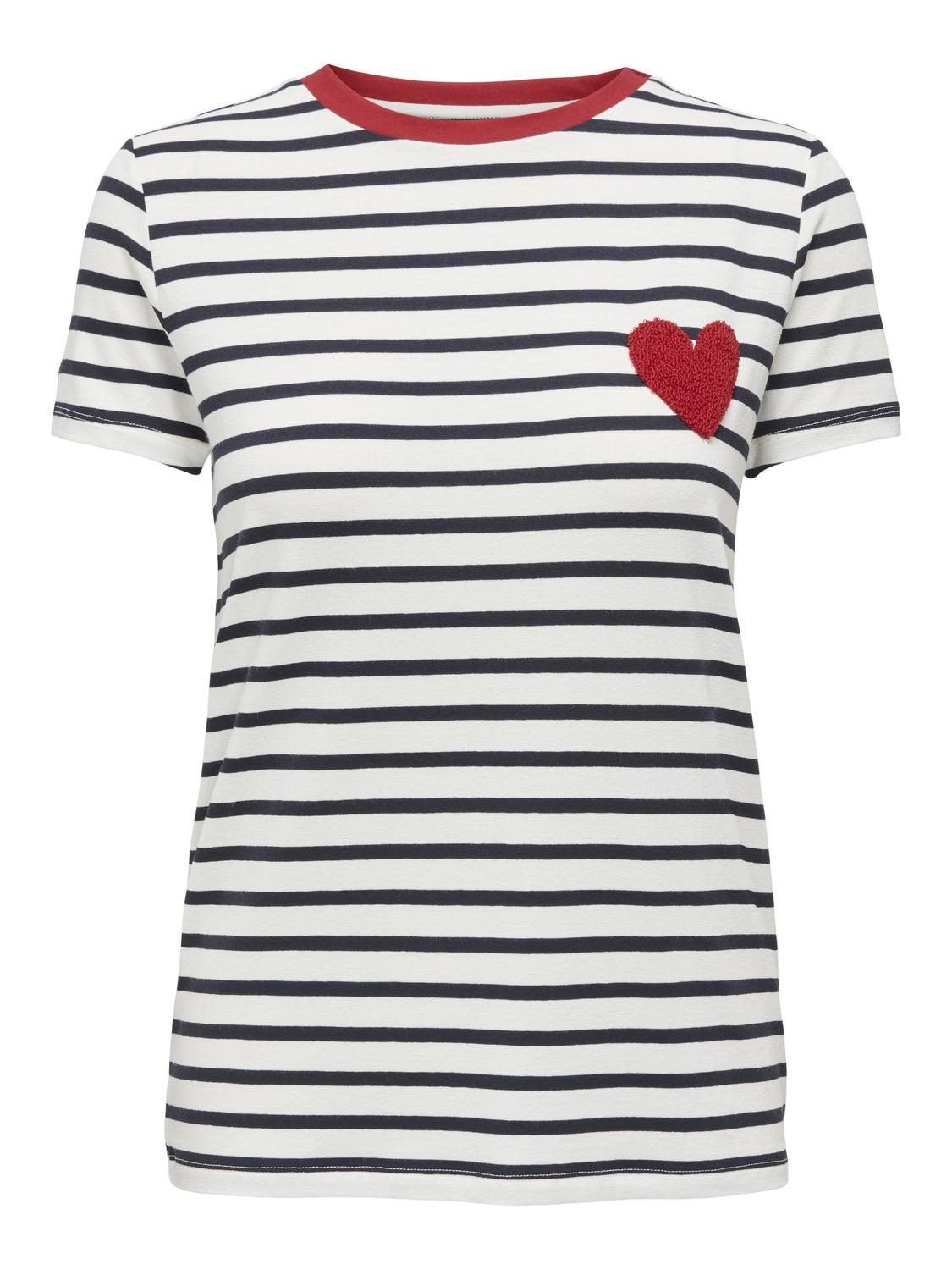 Only Onlheart Life S/s Tee Jrs Noos T-shirt Korte Mouw Cloud Dancer Night Sky / Red Heart